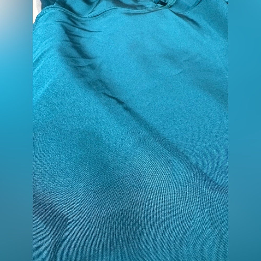 Abercrombie & Fitch satin feel slip midi dress, size large tall, teal blue/green - Picture 5 of 5